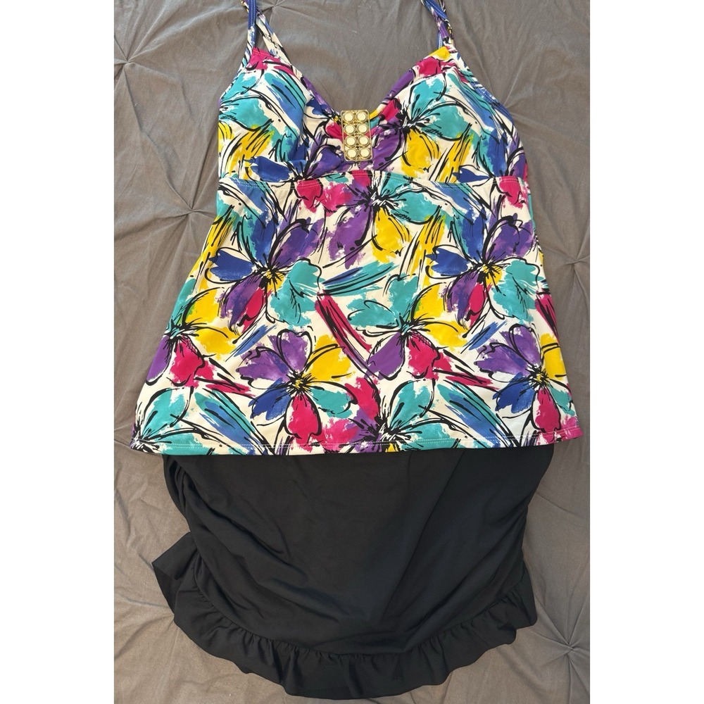 Anne Cole Collection Floral Tankini  2 Piece Swimsuit Woman's Size 12